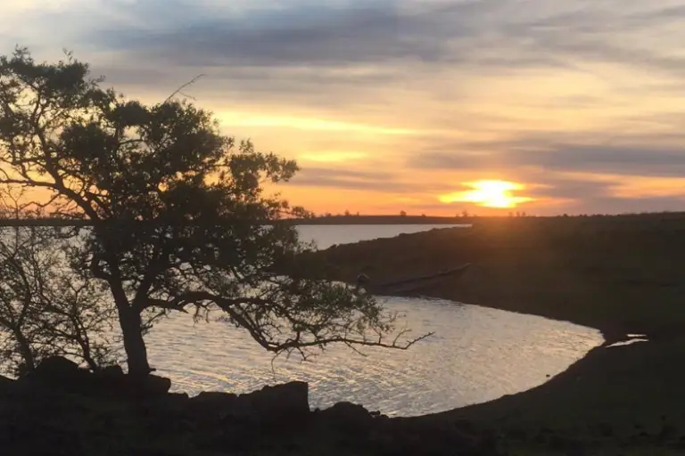 atardecer campo orillas del rio